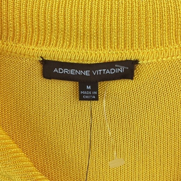 Adrienne Vittadini Women's Neon Yellow Knit Drape Neck Cardigan Sweater NEW M - Picture 8 of 10